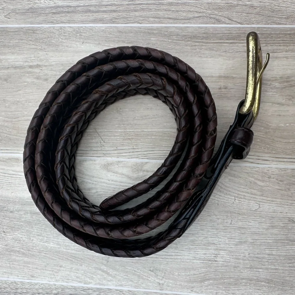 Brighton Men’s Classic Woven Braided Dark Brown Leather Belt | Size 34